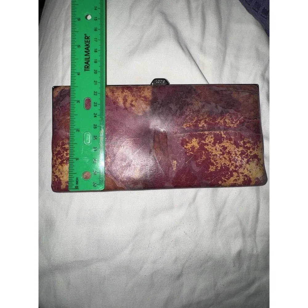LODIS Genuine Leather Framed Clutch Wallet Watercolor Print Vintage